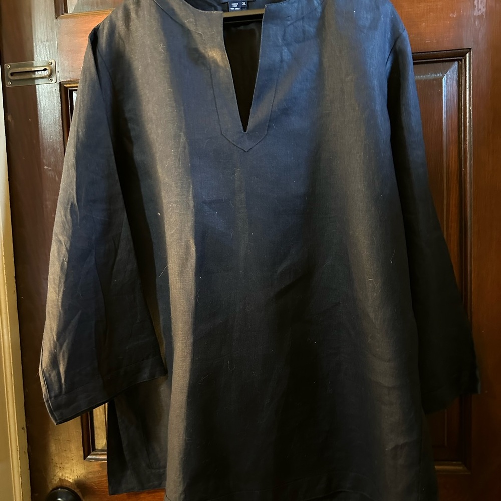 Women’s navy blue linen shirt, made by champs size xl